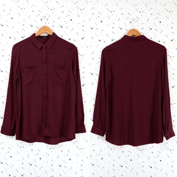 Classic Button Up Dress Shirt Burgundy - Picture 7 of 7